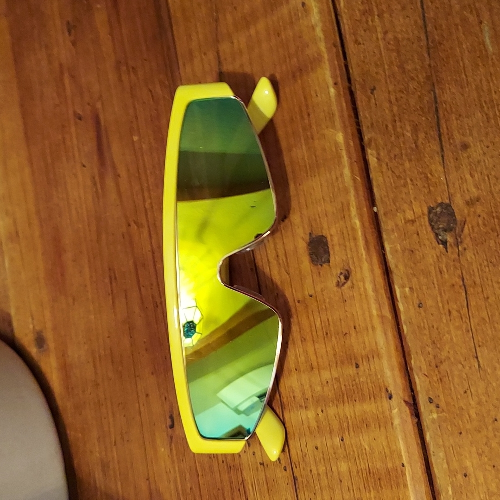 Neon Yellow Mirror Shield Sunglasses